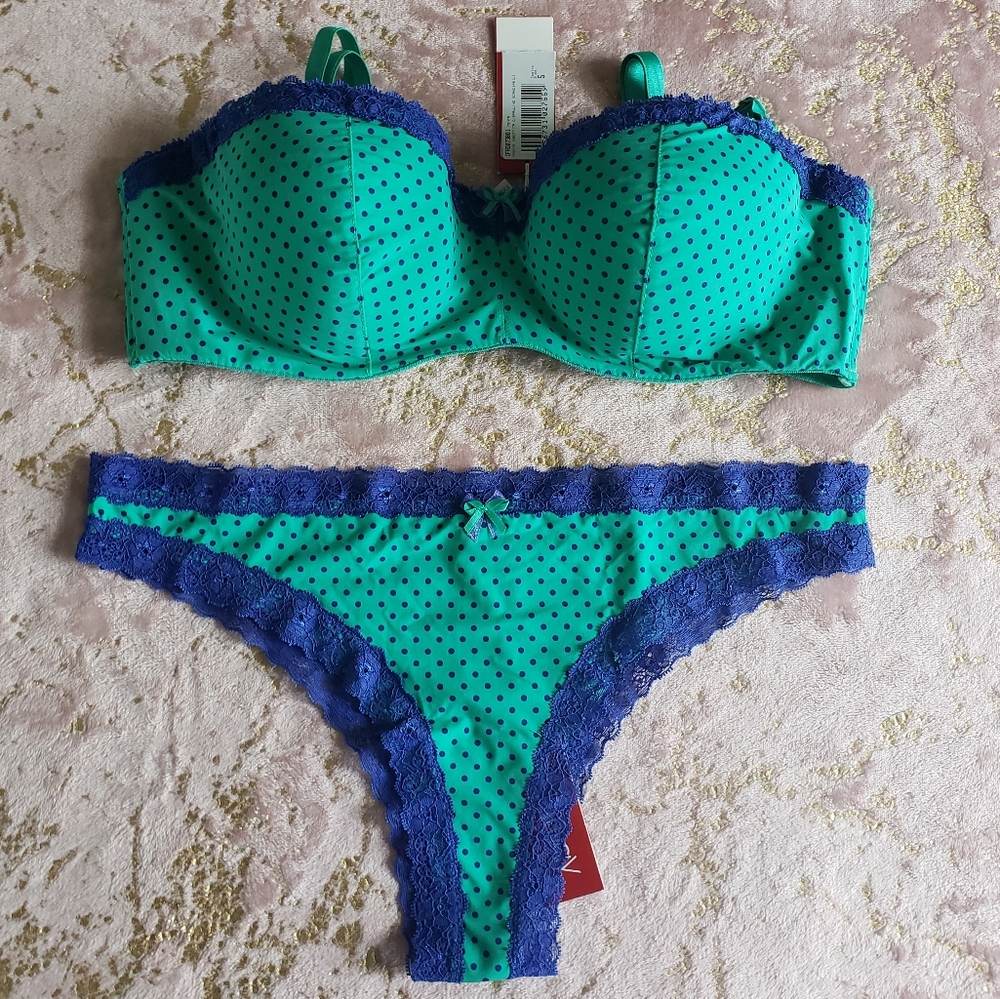 YAMAMAY*   | Green & Blue Polka Dot Set
